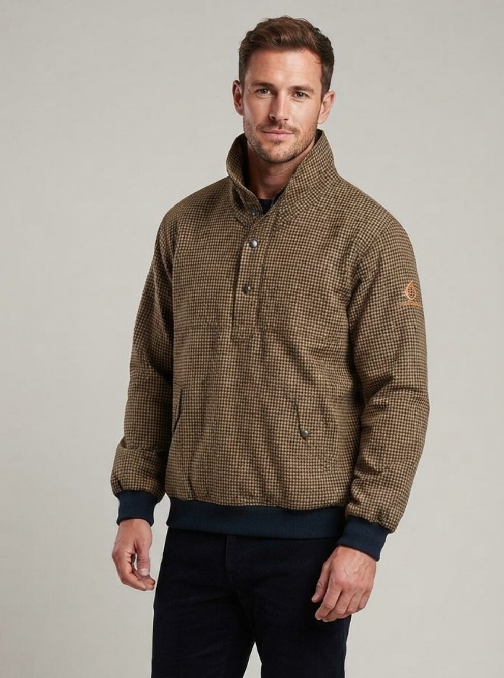 Sunderland of Scotland Weatherbeater Houndstooth Men's Medium Quarter Zip